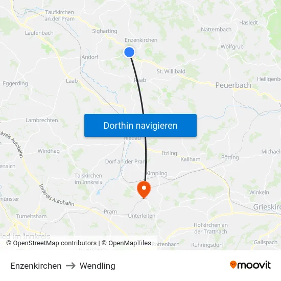 Enzenkirchen to Wendling map