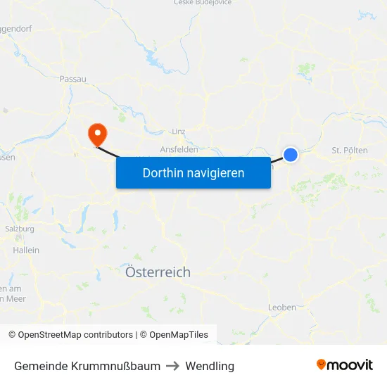Gemeinde Krummnußbaum to Wendling map