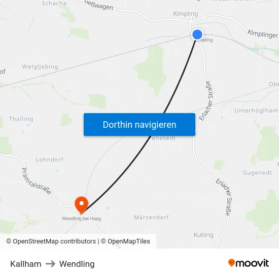 Kallham to Wendling map