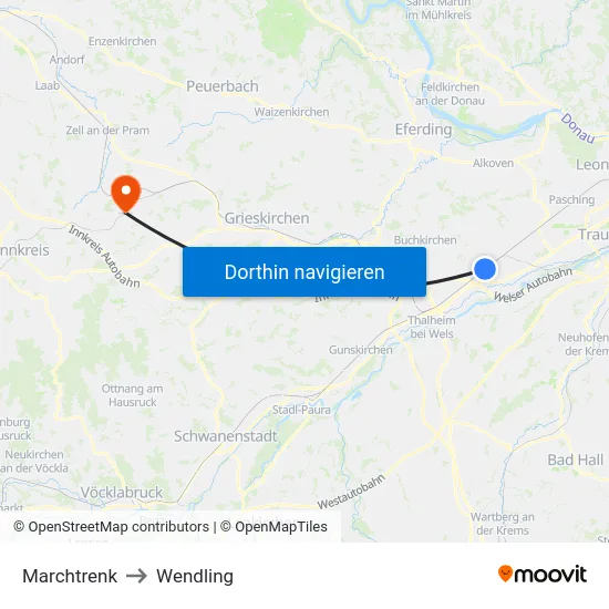 Marchtrenk to Wendling map