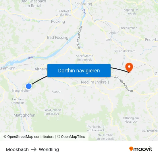 Moosbach to Wendling map
