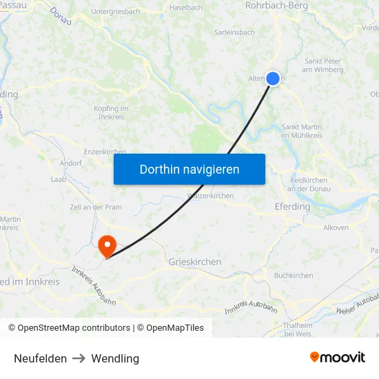 Neufelden to Wendling map
