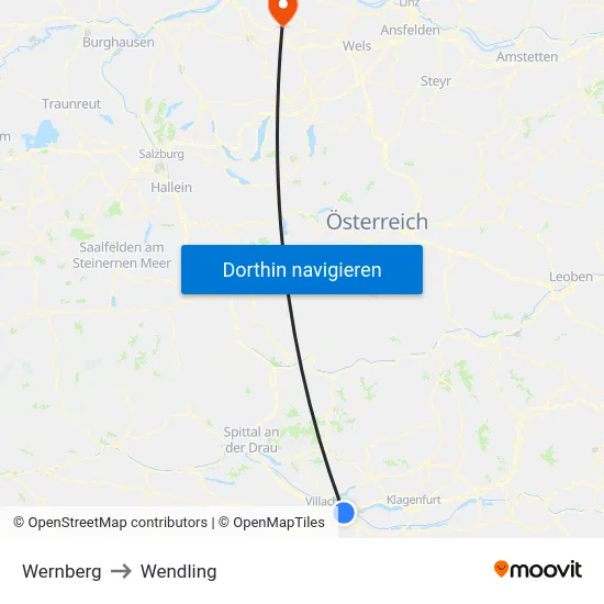 Wernberg to Wendling map