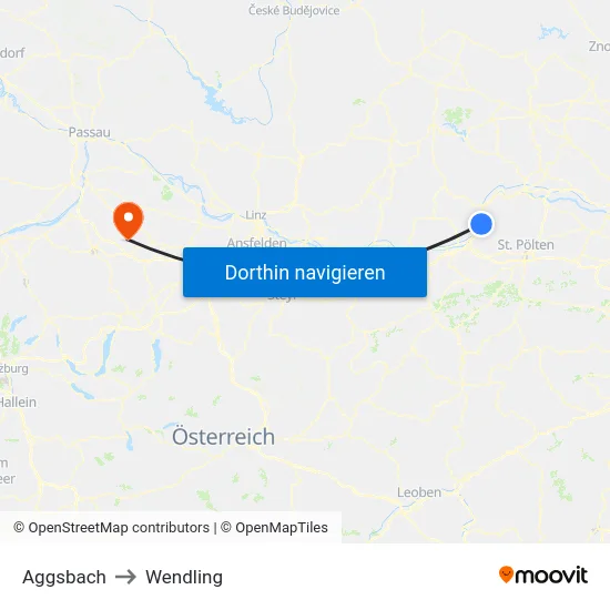 Aggsbach to Wendling map