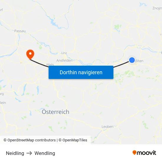 Neidling to Wendling map