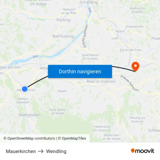 Mauerkirchen to Wendling map