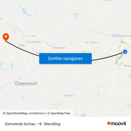 Gemeinde Achau to Wendling map