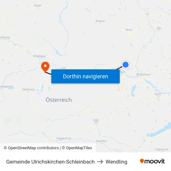 Gemeinde Ulrichskirchen-Schleinbach to Wendling map