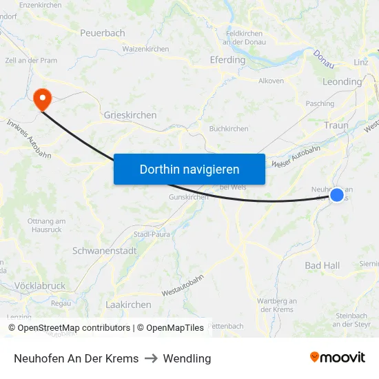 Neuhofen An Der Krems to Wendling map