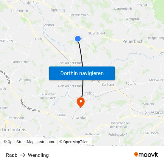 Raab to Wendling map