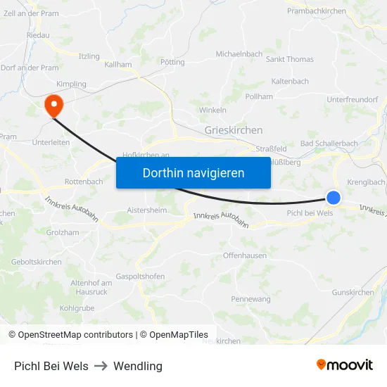 Pichl Bei Wels to Wendling map