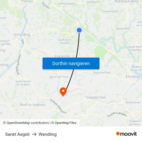 Sankt Aegidi to Wendling map