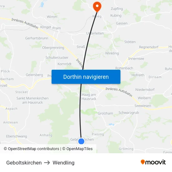 Geboltskirchen to Wendling map