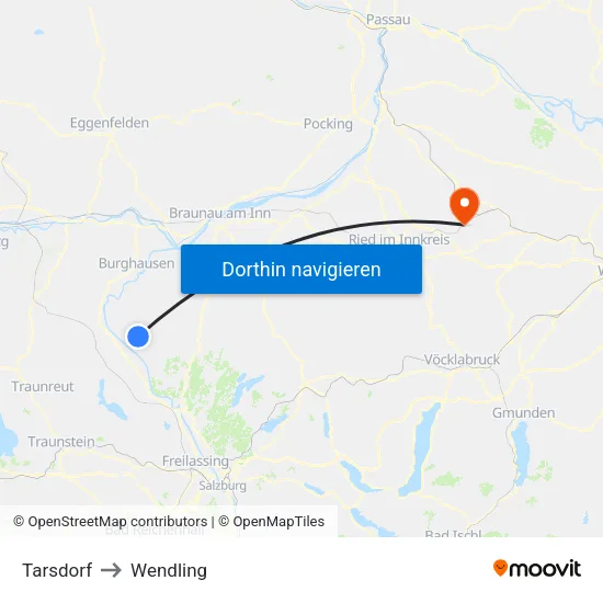Tarsdorf to Wendling map