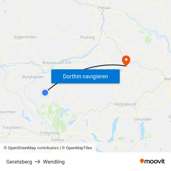 Geretsberg to Wendling map