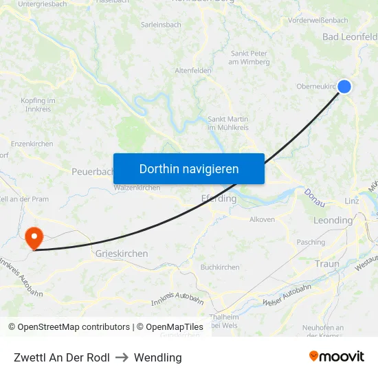 Zwettl An Der Rodl to Wendling map
