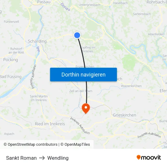 Sankt Roman to Wendling map