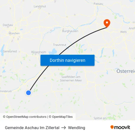 Gemeinde Aschau Im Zillertal to Wendling map