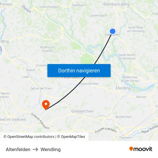 Altenfelden to Wendling map
