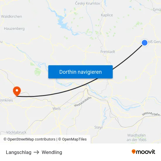 Langschlag to Wendling map