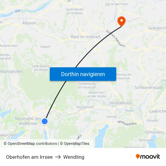 Oberhofen am Irrsee to Wendling map