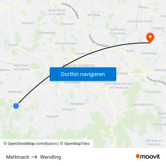 Mettmach to Wendling map