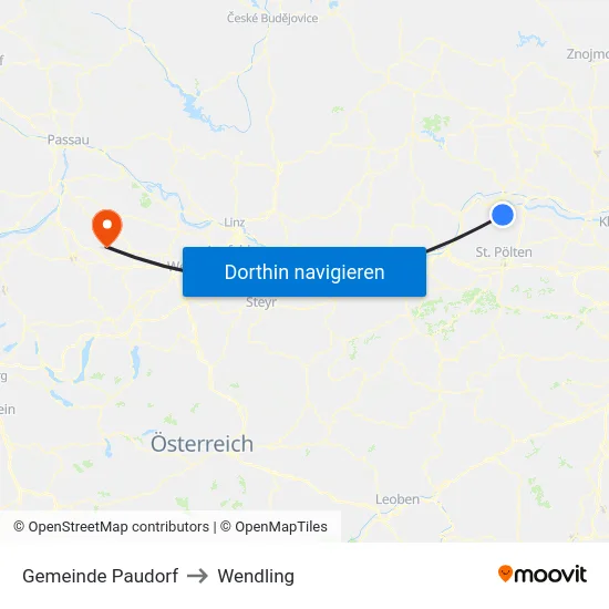Gemeinde Paudorf to Wendling map