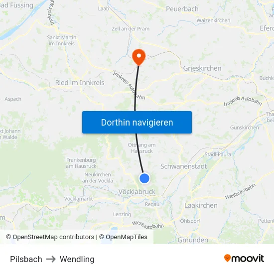 Pilsbach to Wendling map