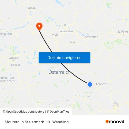 Mautern In Steiermark to Wendling map