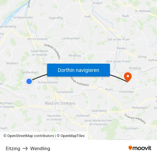 Eitzing to Wendling map