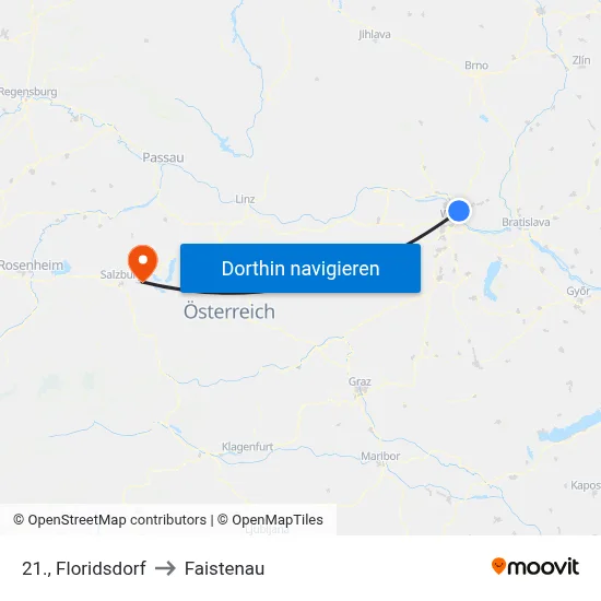 21., Floridsdorf to Faistenau map