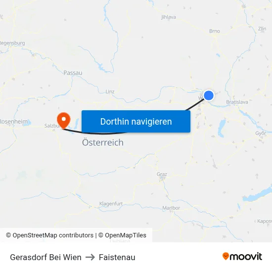 Gerasdorf Bei Wien to Faistenau map