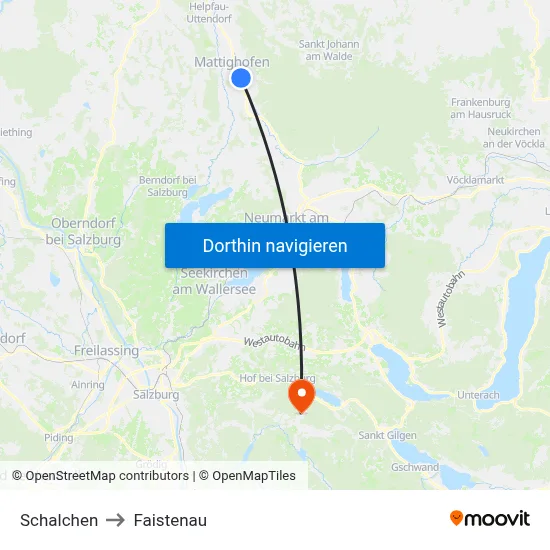 Schalchen to Faistenau map