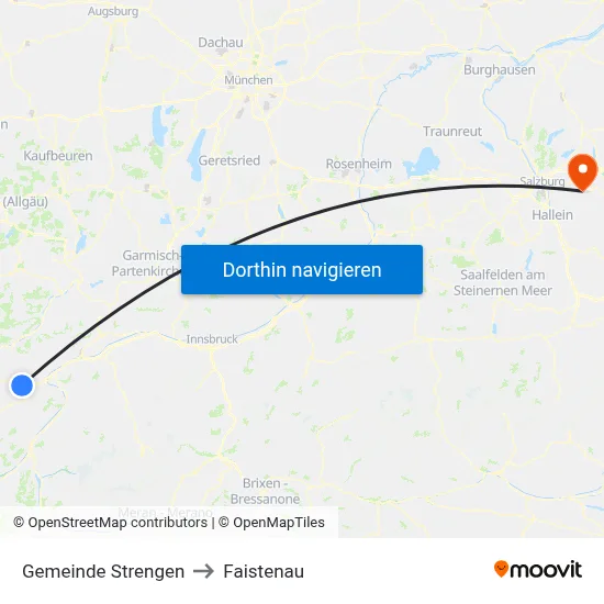 Gemeinde Strengen to Faistenau map