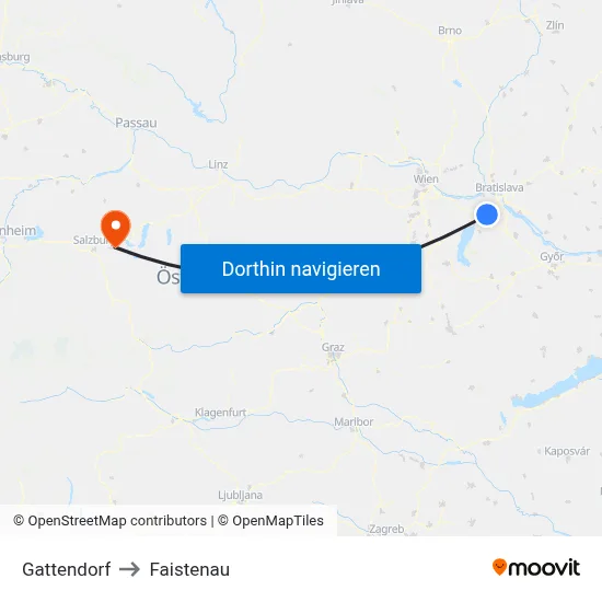 Gattendorf to Faistenau map
