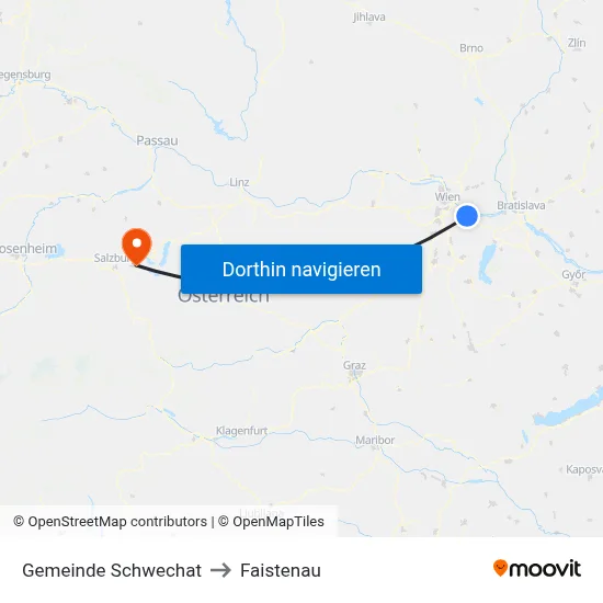 Gemeinde Schwechat to Faistenau map