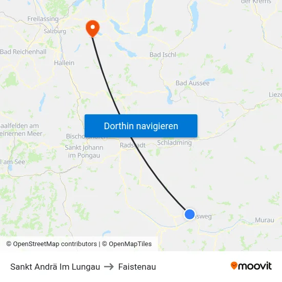 Sankt Andrä Im Lungau to Faistenau map