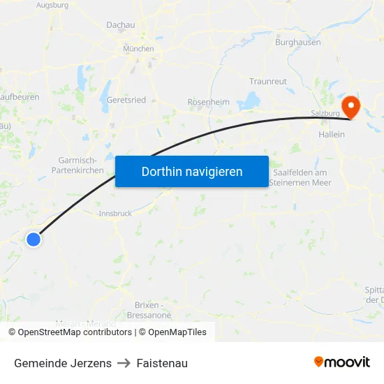 Gemeinde Jerzens to Faistenau map