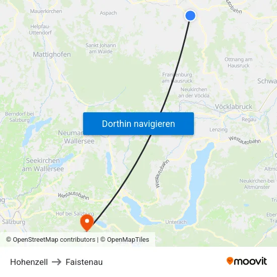 Hohenzell to Faistenau map