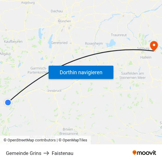 Gemeinde Grins to Faistenau map