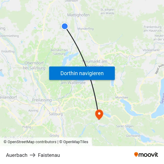Auerbach to Faistenau map
