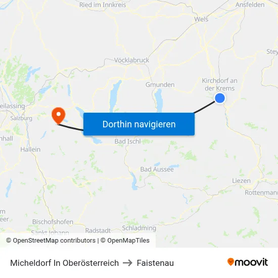 Micheldorf In Oberösterreich to Faistenau map