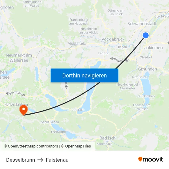 Desselbrunn to Faistenau map