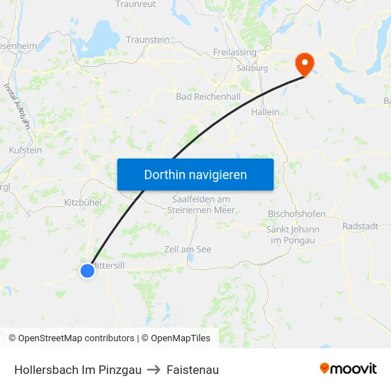 Hollersbach Im Pinzgau to Faistenau map
