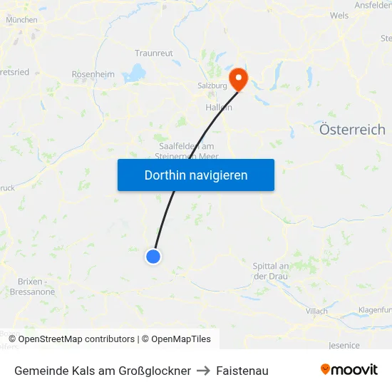 Gemeinde Kals am Großglockner to Faistenau map