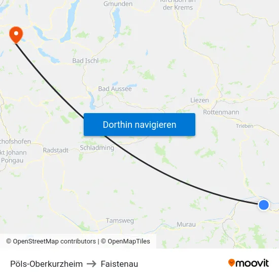 Pöls-Oberkurzheim to Faistenau map