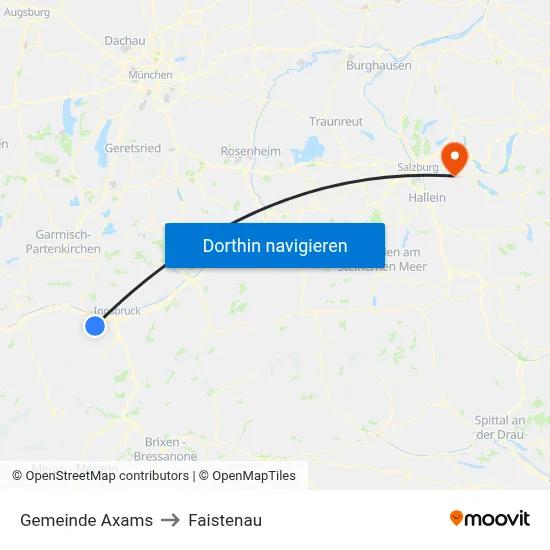 Gemeinde Axams to Faistenau map