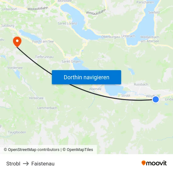 Strobl to Faistenau map