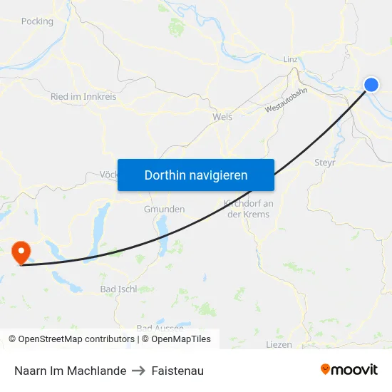 Naarn Im Machlande to Faistenau map
