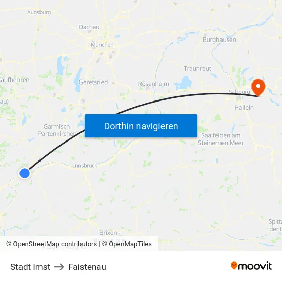 Stadt Imst to Faistenau map